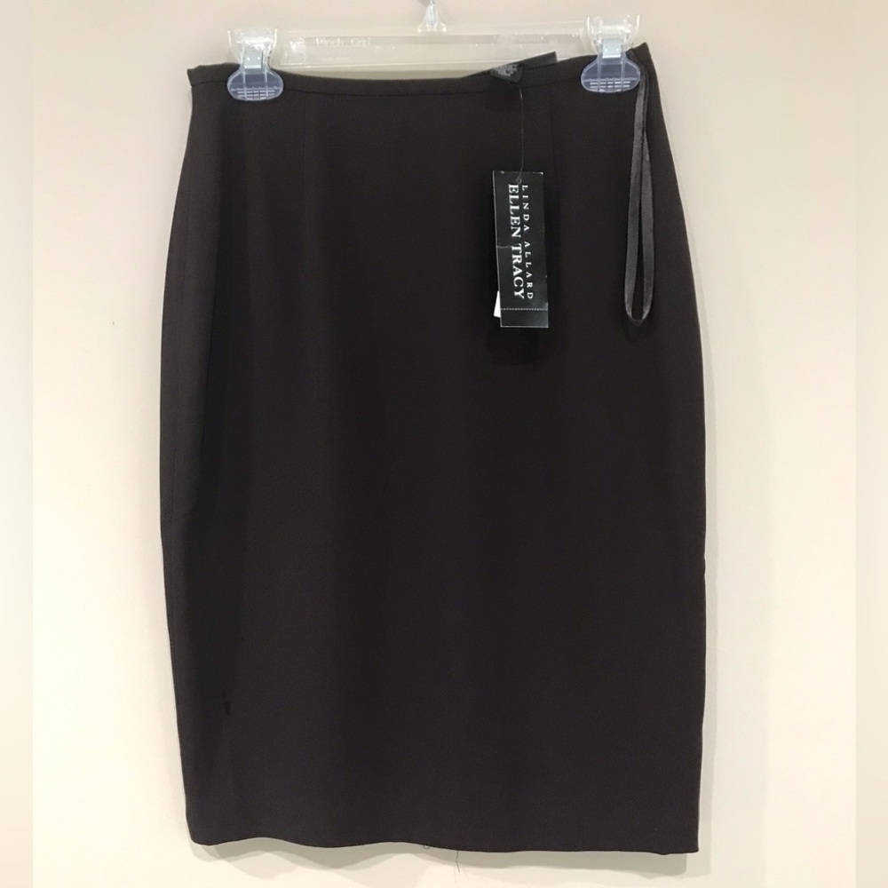 🟠 NWT Ellen Tracy Dark Brown Lined Pencil Skirt, Size 4